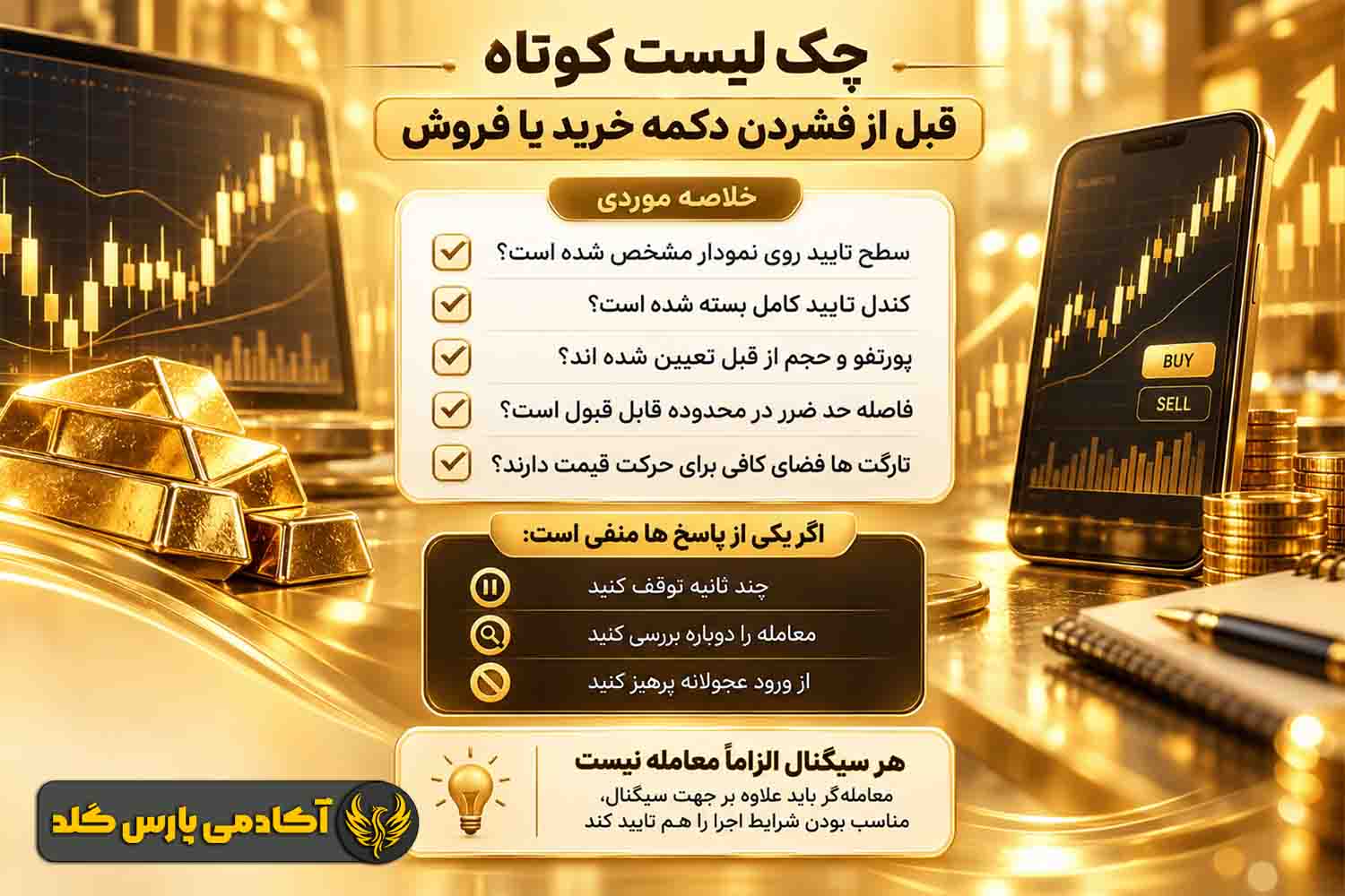 چک لیست کوتاه قبل از فشردن دکمه خرید یا فروش